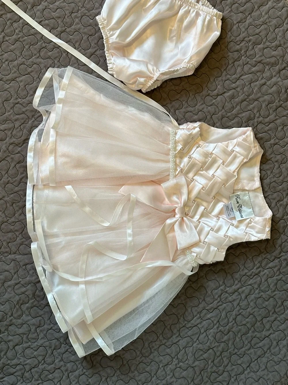 Rare Editions Pale Pink Party Dress with Bow